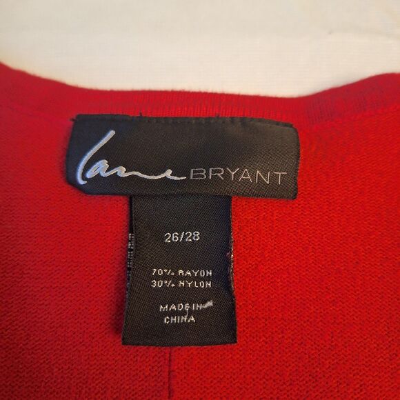 Lane Bryant Bright Red V Neck Pullover Sweater Bold Colorful Classic Size 26/28 - Picture 3 of 8